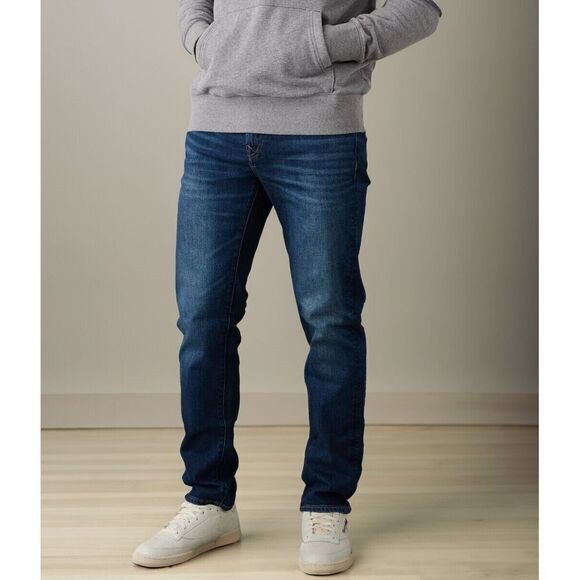 American Eagle Men's‎ AIRFLEX PLUS Slim Straight Jeans Size 28 x 30 Rustic Blue - Picture 1 of 11